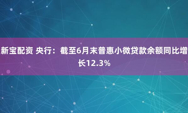 新宝配资 央行：截至6月末普惠小微贷款余额同比增长12.3%